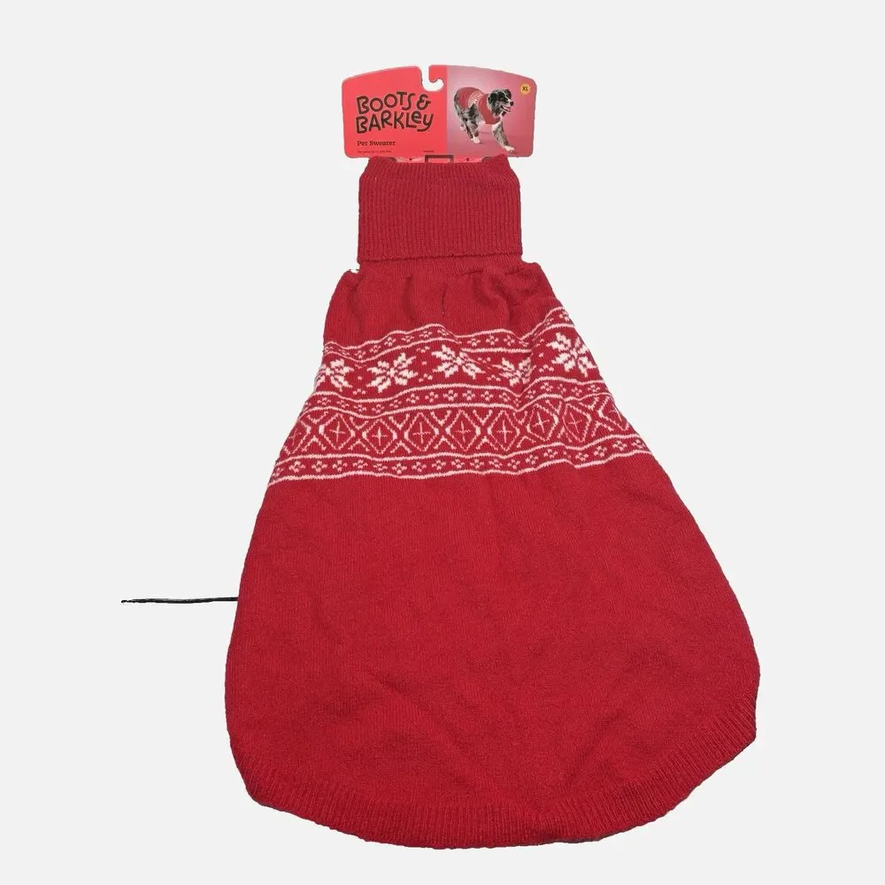 Boots & Barkley Red White Argyle Knit Pet Sweater XL Up To 100 Lbs Christmas NEW